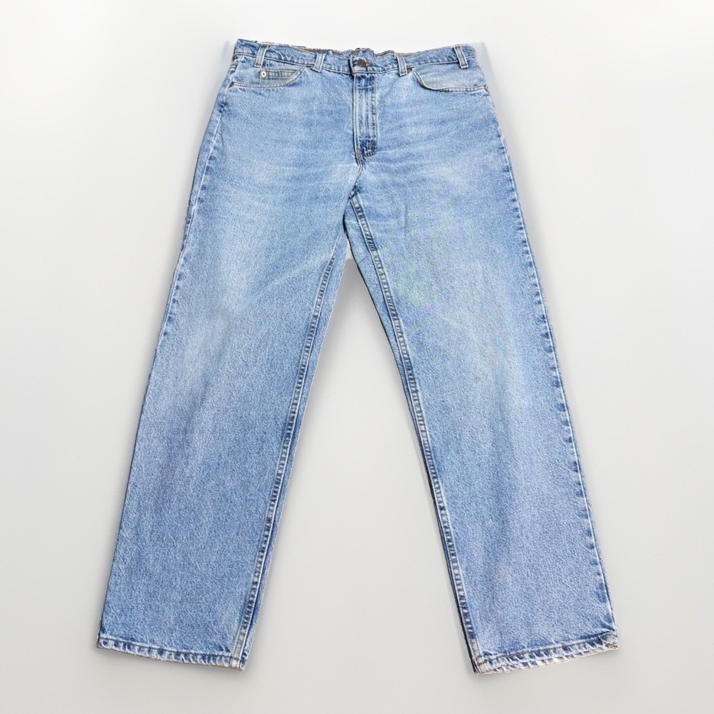 Levis 555 Jeans 36x31 Relaxed Fit Straight Leg USA Made Orange Tab Light Blue